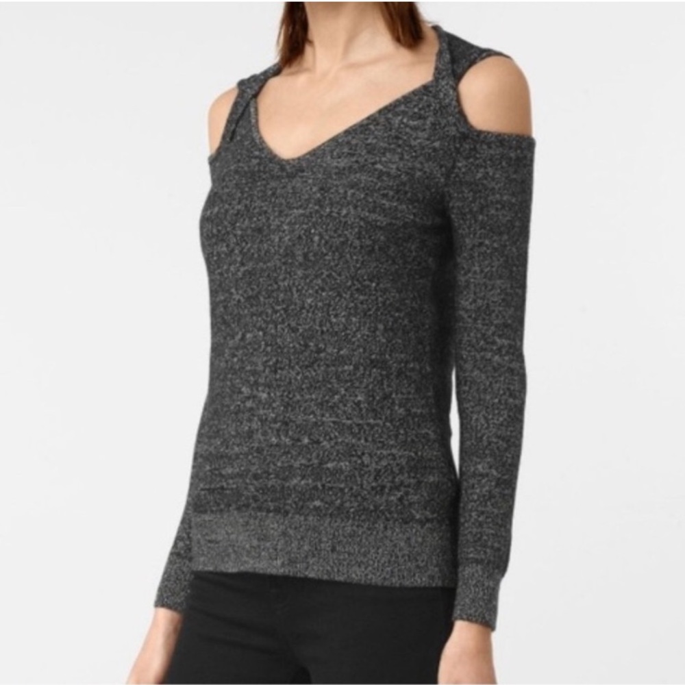 All Saints Neri Twist Jumper Cold Shoulder Sweater